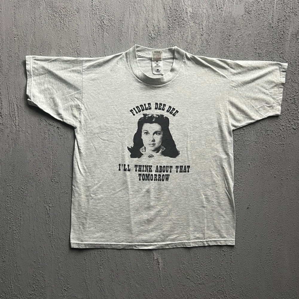 Vintage Fiddle Dee Dee Shirt Large Grey 1990s Gone With The Wind Scarlett O'Hara